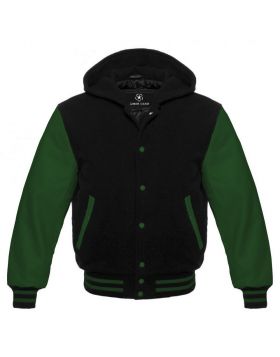 black and green varsity hoodie women
