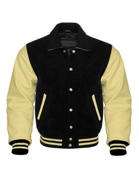 Black And Cream Retro Letterman Jacket
