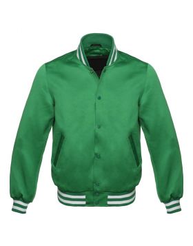 Green Satin Varsity Jacket