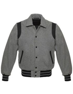 Kids Grey Retro Varsity Jacket