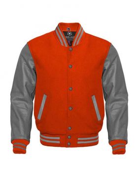 Orange And Grey Varsity Jacket