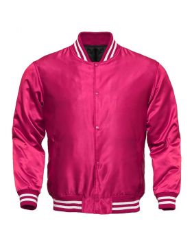 Pink Satin Varsity Jacket