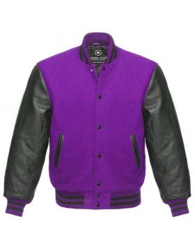 Purple And Black Letterman Jacket