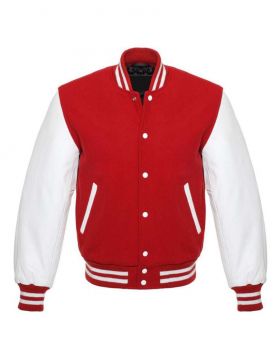 Red And White Varsity Jacket For Womens