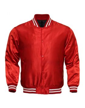 Red Satin Varsity Jacket