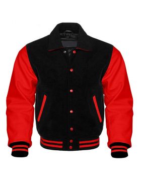 Black And Red Retro Varsity Jacket Women