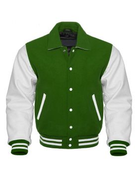 Green And White Retro Varsity Jacket