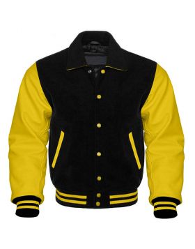 Black And Yellow Retro Varsity Jacket