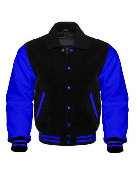 Blue And Black Retro Varsity Jacket