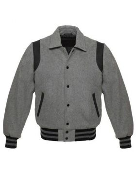 Women Grey Retro Varsity Jacket