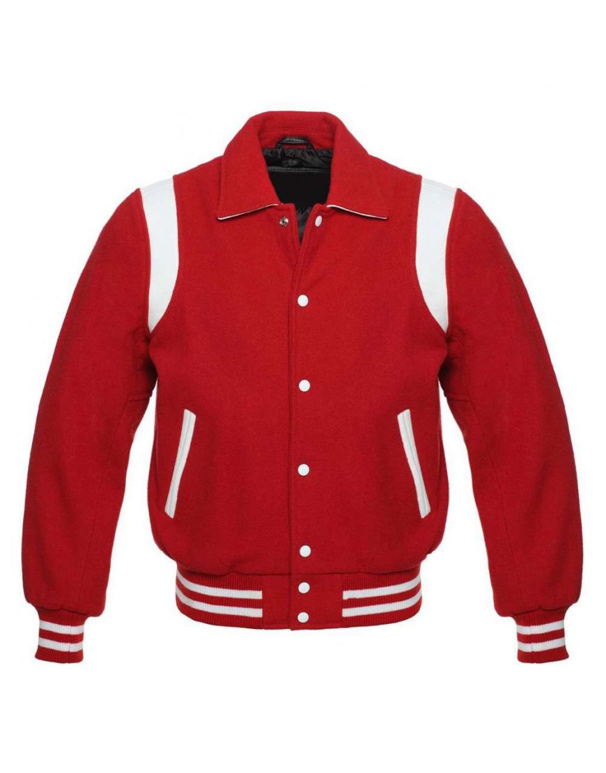 Fashionable Women Red Retro Varsity Jacket