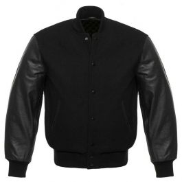 Black Varsity Jacket | Black Letterman Jacket