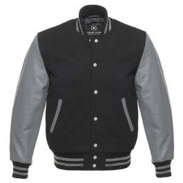 Womens Black And Grey Varsity Jacket | Custom Womens Black And Grey ...