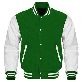 Kids Sweatshirt Varsity Jacket GREEN/WHITE