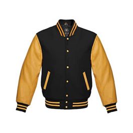 Kids Letterman Jacket Black And Gold | Saida Gear
