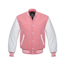 Stylish Pink Varsity Jacket | Saida Gear
