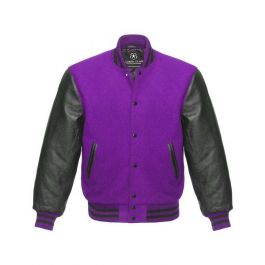 Moj Custom Orders Black and Purple Mens Varsity Jacket