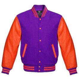 Fashionable Purple And Orange Varsity Jacket | Saida Gear