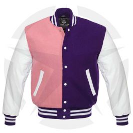 Purple/Pink Leather Varsity Jacket Helps You Showcase Your Style