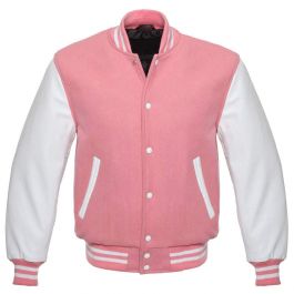 Fashionable Pink Varsity Jacket Kids | Saida Gear